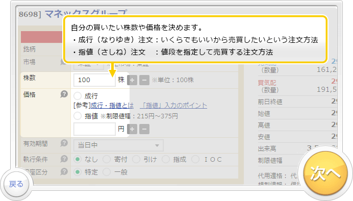 「買い注文」のお取引デモです。