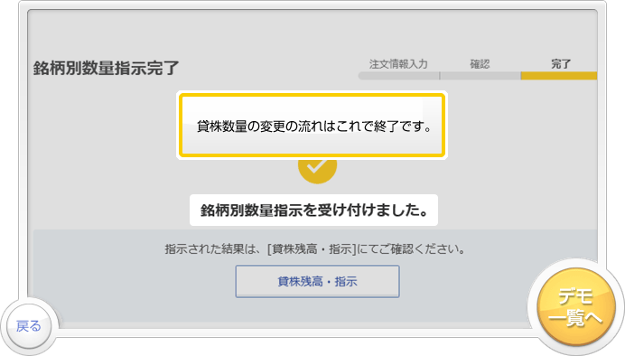 「貸株サービス」のお取引デモです。