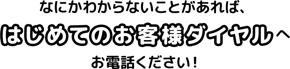 なにかわからないことがあれば、はじめてのお客様ダイヤルへお電話ください！