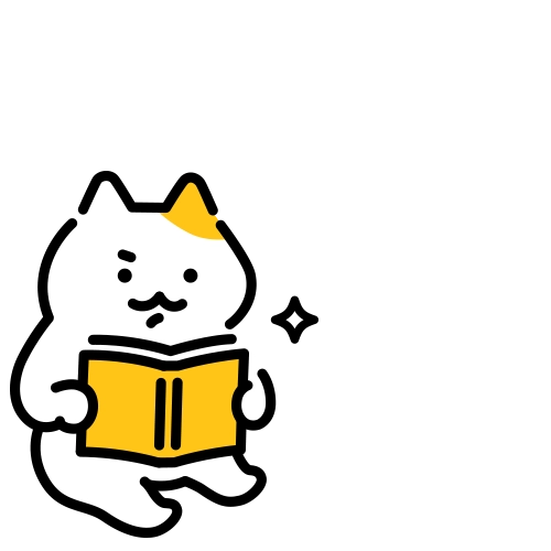 真剣な顔で本を読んで勉強をしているNISA猫