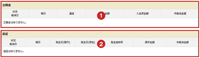 立替金・追証履歴（履歴無し）キャプチャ