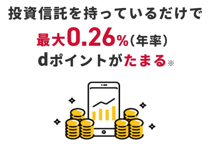 投資信託を持っているだけで最大0.26%（年率）dポイントがたまる※