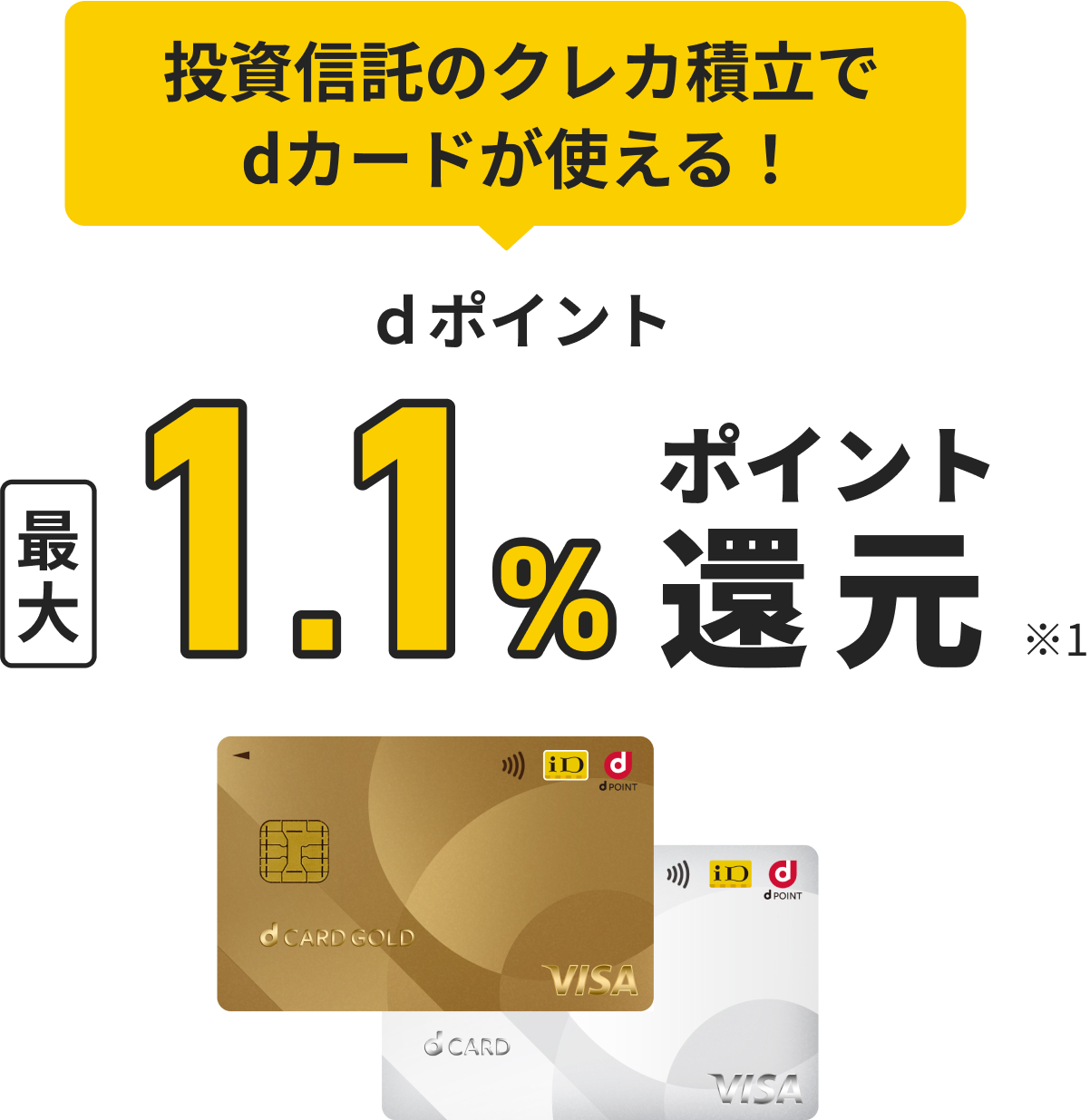 投資信託のクレカ積立でdカードが使える！ dポイント最大1.1%ポイント還元