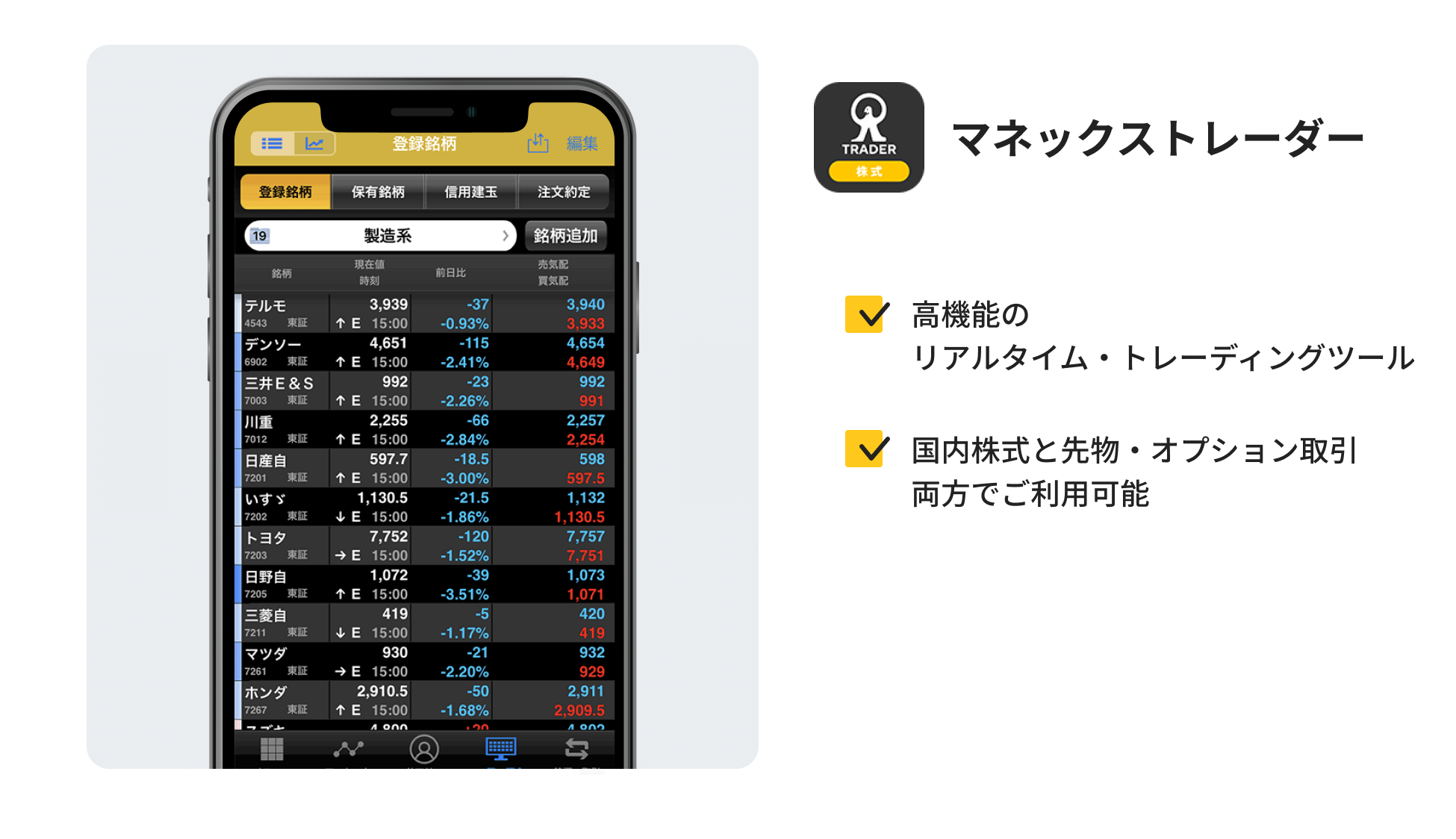 マネックス証券アプリ画面2