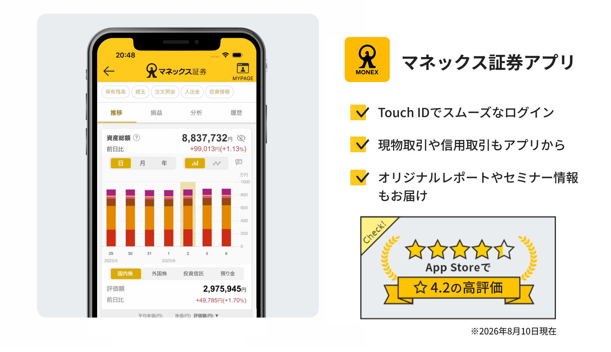 マネックス証券アプリ画面1