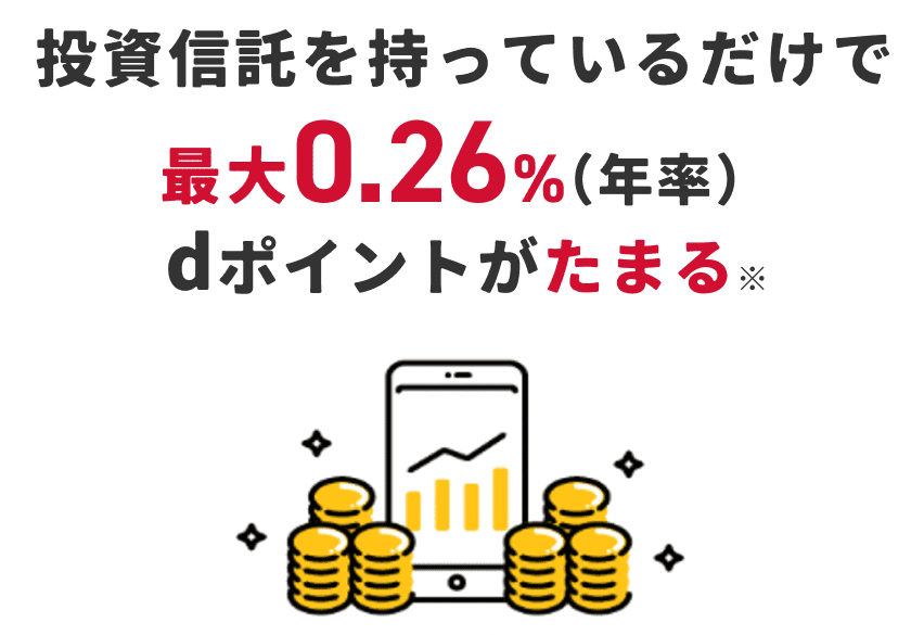 投資信託を持っているだけで最大0.26%（年率）dポイントがたまる。