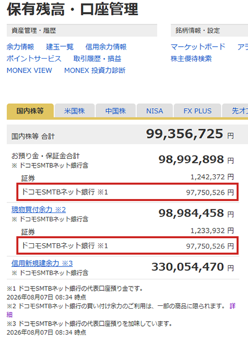 保有残高画面キャプチャ