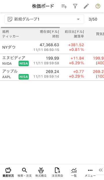 株価ボード画面キャプチャ