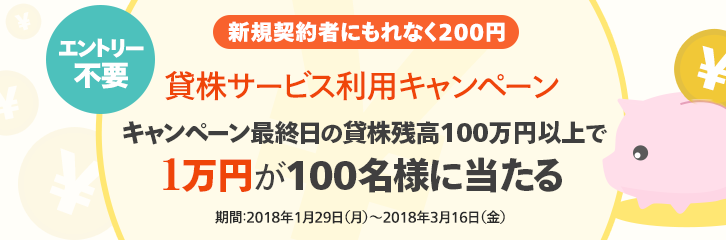 1万円が当たる！貸株サービス利用キャンペーン