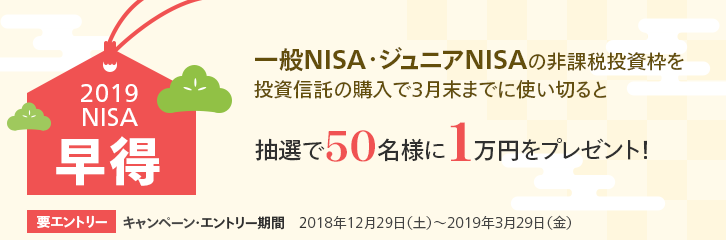 【NISA早得】非課税投資枠の使い切りで1万円が当たる！