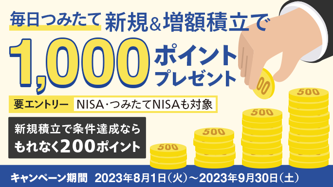 1000ポイントが当たる！毎日つみたて新規&増額積立キャンペーン