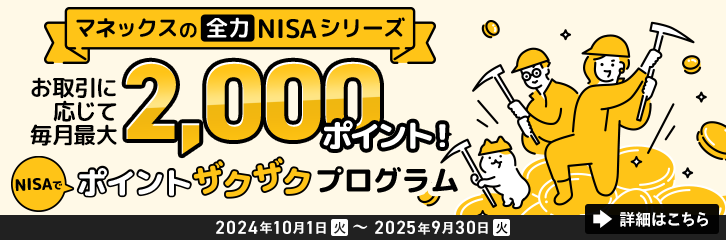 毎月最大2,000ポイント！NISAでポイントザクザクプログラム