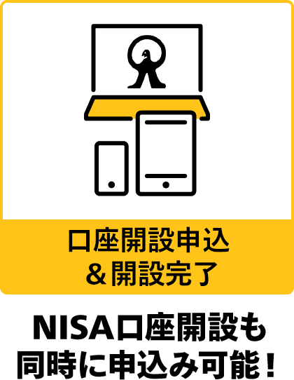 口座開設申込み&開設完了、NISA口座開設も同時に申込み可能！