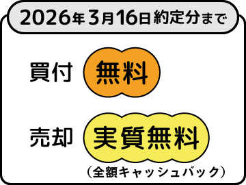 2026年3月16日約定分まで買付無料、売却実質無料（全額キャッシュバック）
