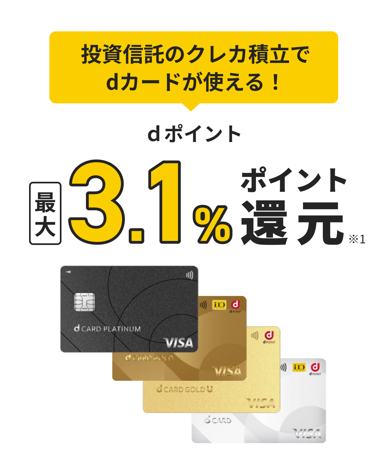 投資信託のクレカ積立でdカードが使える! dポイント最大3.1%ポイント還元